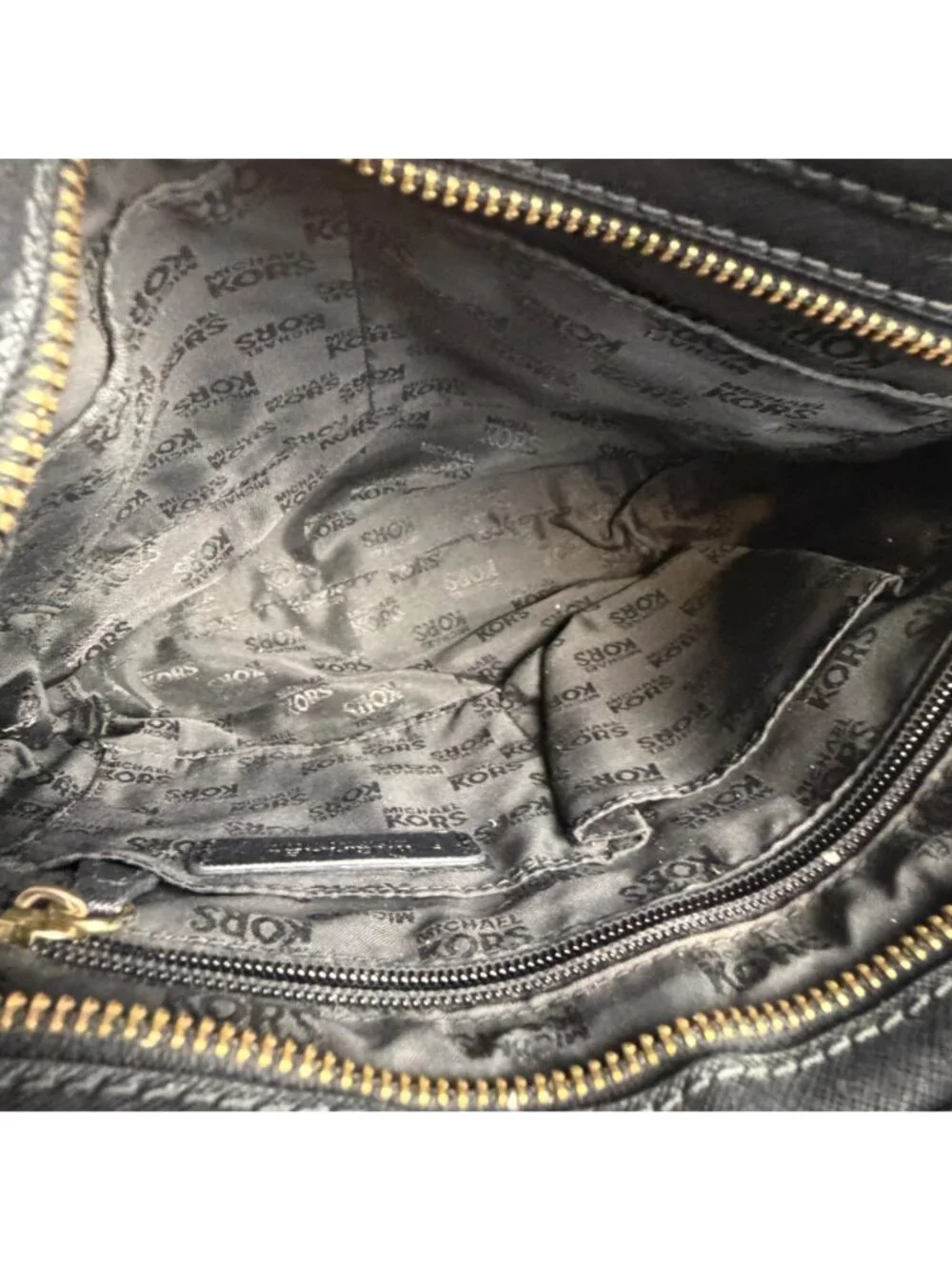 Michael Kors Black Saffiano Crossbody Bag Gold-Tone Hardware Bag Charm